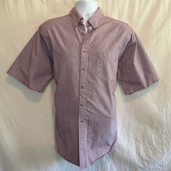 E-179 Saddlebred Red‎ Green & White Plaid Short Sleeve Casual Button Down Shirt - Picture 1 of 16